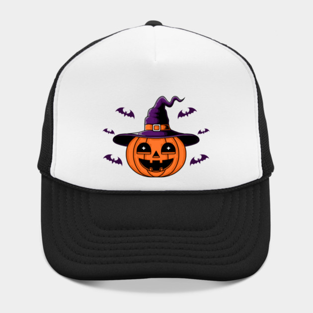 Cute Pumpkin Witch Hat Halloween Bats Vintage Hat