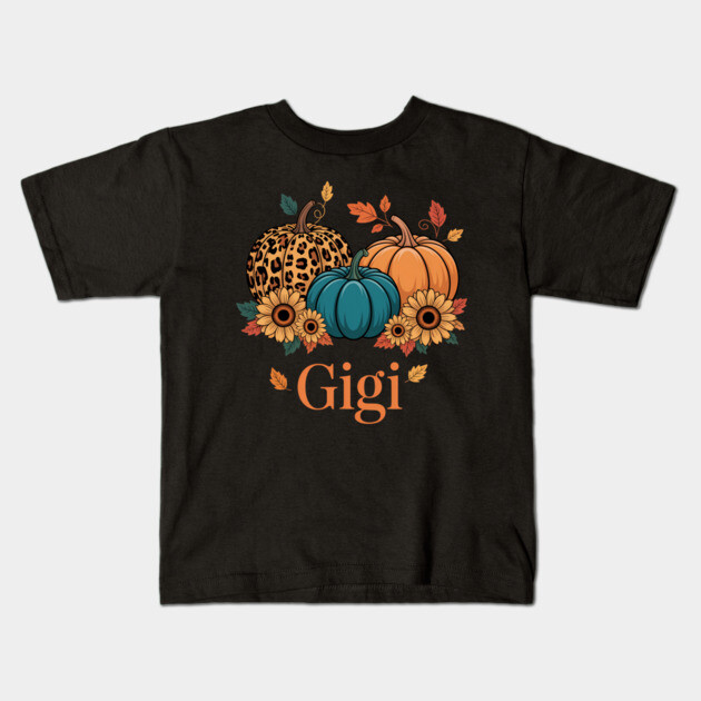 Gigi Leopard Pumpkin Family Matching Thanksgiving Day Kids T-Shirt