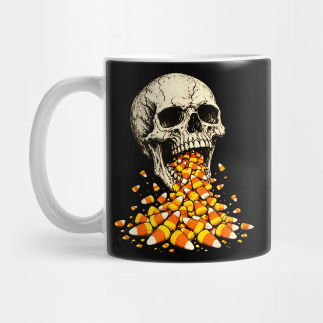 Skull Vomiting Candy Corn Halloween Spooky Candy Lover Horror Fun Apparel Gift Mug
