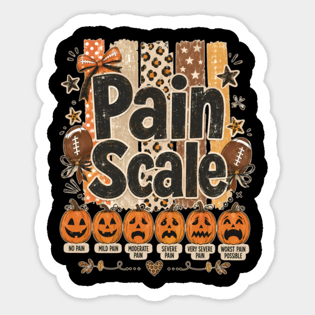 Pumpkin Pain Scale Football Nurse Pain Assessment Halloween Sticker