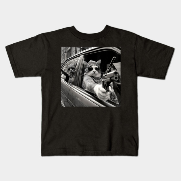 Funny Vintage Gangster Cat Memes Cat Gang Cat Mom Dad Women Kids T-Shirt