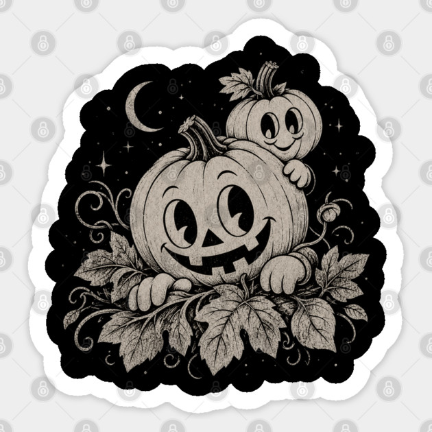 Cozy Pumpkin Buddies Illustration Sticker
