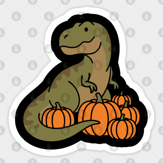 Cute T-Rex Pumpkin Patch Halloween Dinosaur Sticker