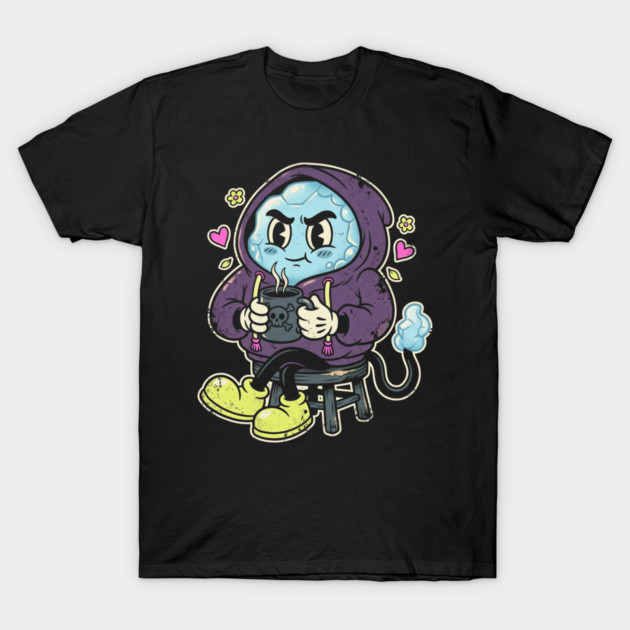 Cute Chibi Ice Monster Drinking Coffee Art T-Shirt