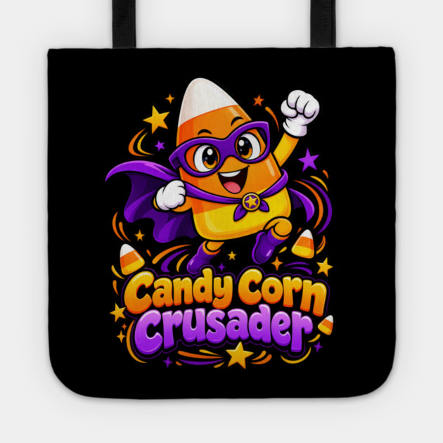 Candy Corn Crusader – Cute Halloween Superhero Tote