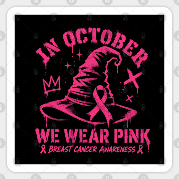 Pink-Ribbon-Witch-Hat-Breast-Cancer-Hal Sticker