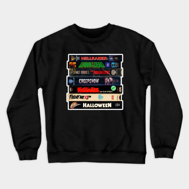 Vintage VHS Stack Horror Graphic Crewneck Sweatshirt