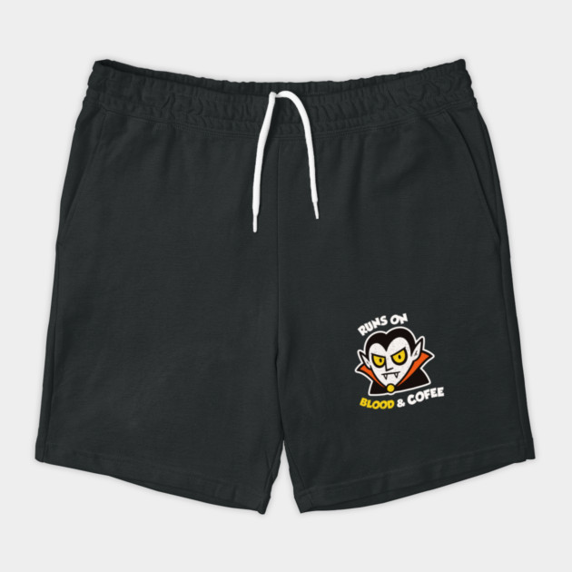 Runs On Blood And Coffee Funny Vampire Halloween Retro Shorts