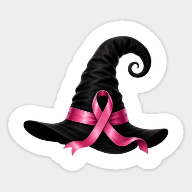 Pink-Ribbon-Witch-Hat-Breast-Cancer-Hal Sticker