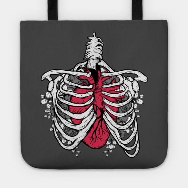 Big red heart skeleton Tote