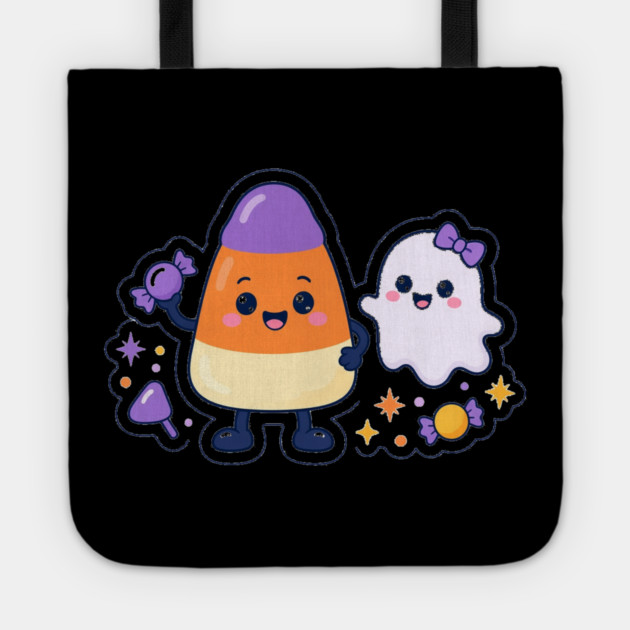 Cute Candy Corn and Ghost Halloween Friends Tote