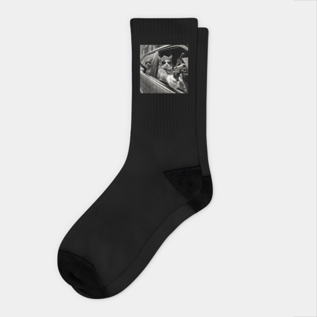 Funny Vintage Gangster Cat Memes Cat Gang Cat Mom Dad Women Socks