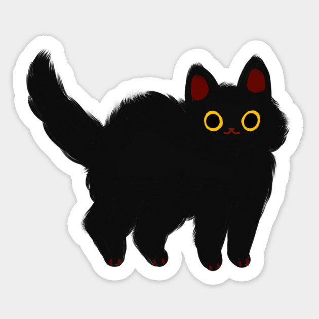 Fluffy Black Cat Sticker