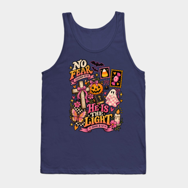 Shine with The Light of Jesus Christian Halloween Pumpkin Tank Top
